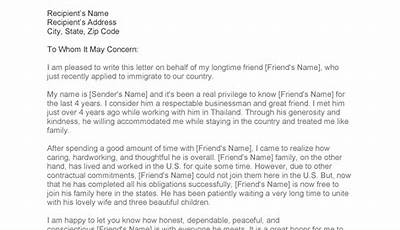 Letter Of Recommendation Immigration Sample
