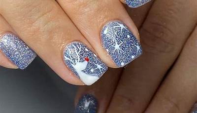 Light Blue Christmas Nails Square