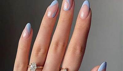 Light Blue French Tips With Swirls