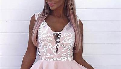 Long Sleeve Hoco Dress Pink