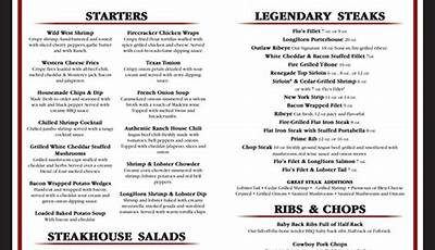 Longhorn Steakhouse Printable Menu