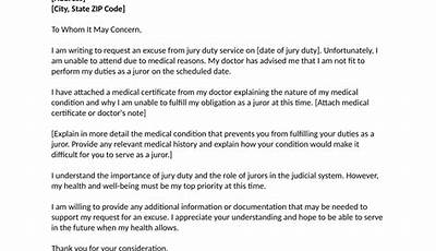 Mental Illness Excuse For Jury Duty Sample Letter