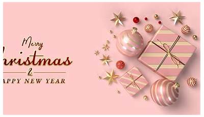 Merry Christmas And Happy New Year Aesthetic Wallpaper Pink