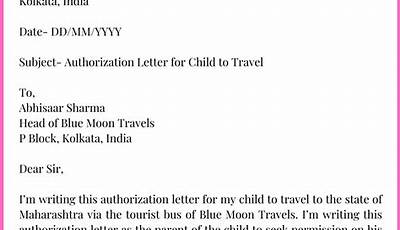 Minor Travel Letter Sample