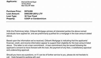 Mortgage Prequalification Letter Sample