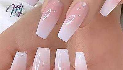 Nails Acrylic Pink French Tips Long