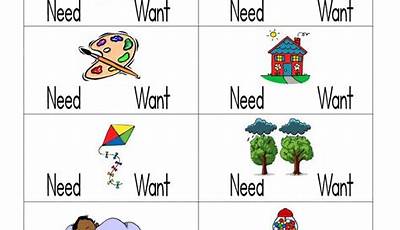 Needs And Wants Worksheets