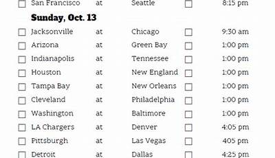 Nfl Schedule Week 6 Printable