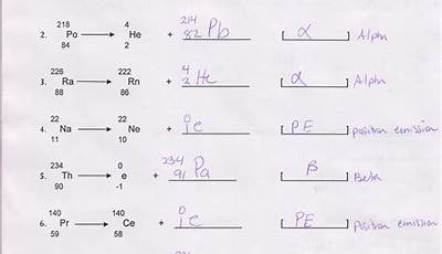 Nuclear Decay Worksheet Answers