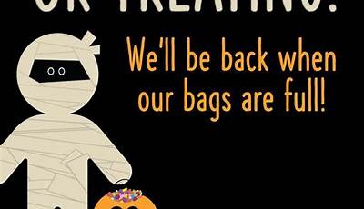 Out Trick Or Treating Sign Printable