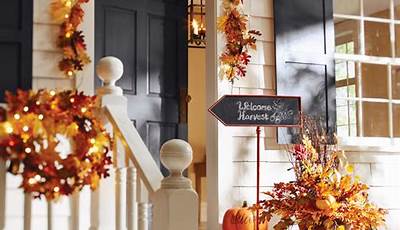 Outdoor Fall Decor Porch With Lights
