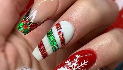 Oval Acrylic Nails Designs Christmas