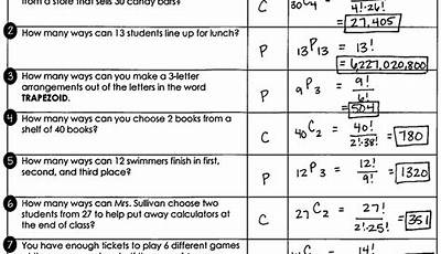 Permutation And Combination Worksheet With Solutions