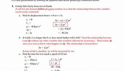 Physics Fall Worksheet Answers