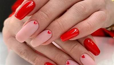 Pink And Orange Valentines Nails