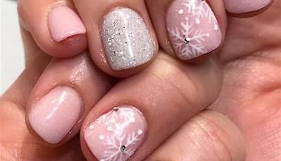 Pink Christmas Nails Short