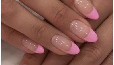Pink French Tips With Orange Line