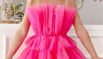 Pink Ruffled Hoco Dress