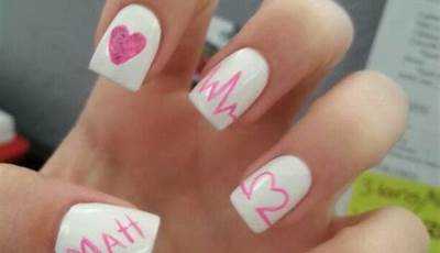 Pink Valentines Day Nails With Initials
