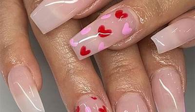 Pink Valentines Day Nails Xl