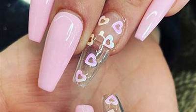 Pink Valentines Nails Butterfly