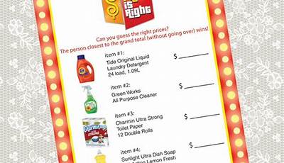 Price Is Right Printable Game