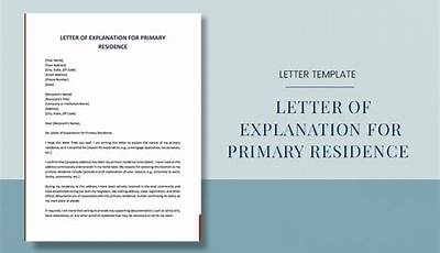 Primary Residence Letter Of Explanation Sample