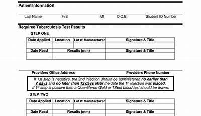 Printable 2 Step Tb Test Form