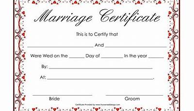 Printable Certificate Of Marriage