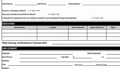 Printable Employment Application Form