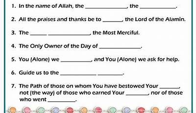 Printable Surah Fatiha Worksheet