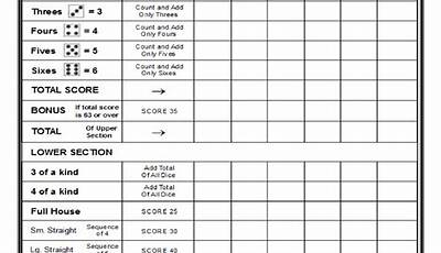 Printable Yahtzee Score Sheets