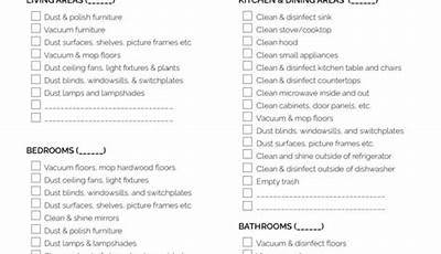 Professional House Cleaning Checklist Printable