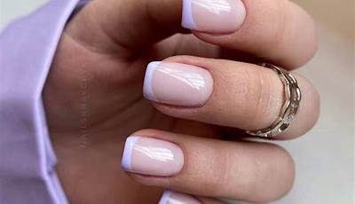 Purple French Tips Short Nails