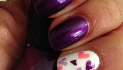 Purple Valentines Day Nails Dip
