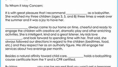 Recommendation Letter For Babysitter Sample