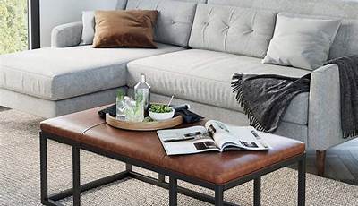 Rectangle Leather Ottoman Coffee Table