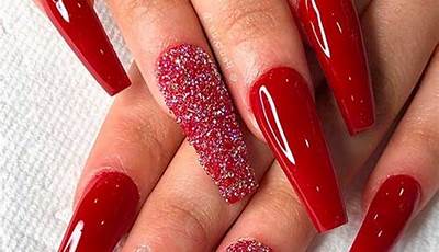 Red Christmas Nails Acrylic Long