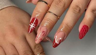 Red Christmas Nails With 3D Flowers