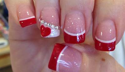 Red French Tip Nails Valentines