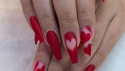 Red Valentines Nails Polygel