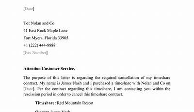 Rescind Timeshare Contract Sample Letter