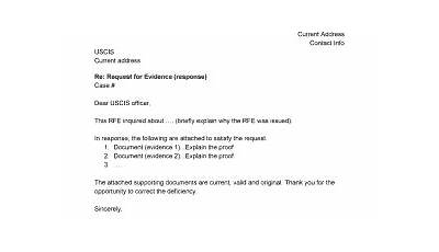 Rfe Response Letter Sample