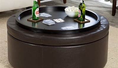 Round Storage Ottoman Coffee Table