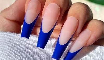 Royal Blue French Tips Coffin
