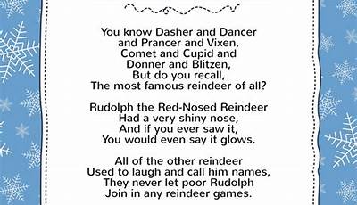 Rudolph The Red Nosed Reindeer Printable Lyrics