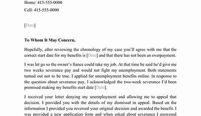 Sample Appeal Letter For Unemployment Overpayment