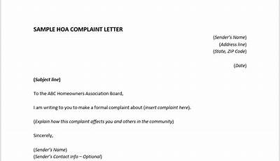 Sample Complaint Letter To Hoa About Neighbor