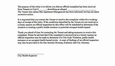 Sample Complaint Letter To Landlord About Neighbor