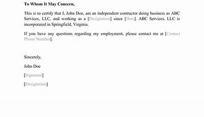 Sample Employment Verification Letter For Independent Contractor